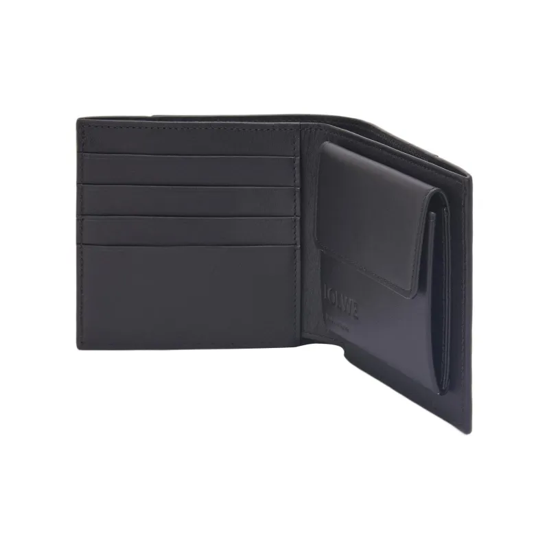 LOEWE Puzzle Bifold Coin Wallet In Diamond Calfskin Black-2