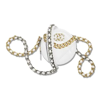 CHANEL 19Bag Lambskin Round Bag, Evening Party Bag, Handheld Shoulder Bag, Crossbody Bag Women's White