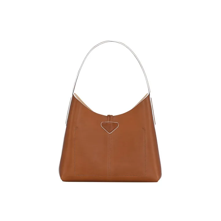 LONGCHAMP Roseau Calfskin Handbag Shoulder Bag Women's Brown-2