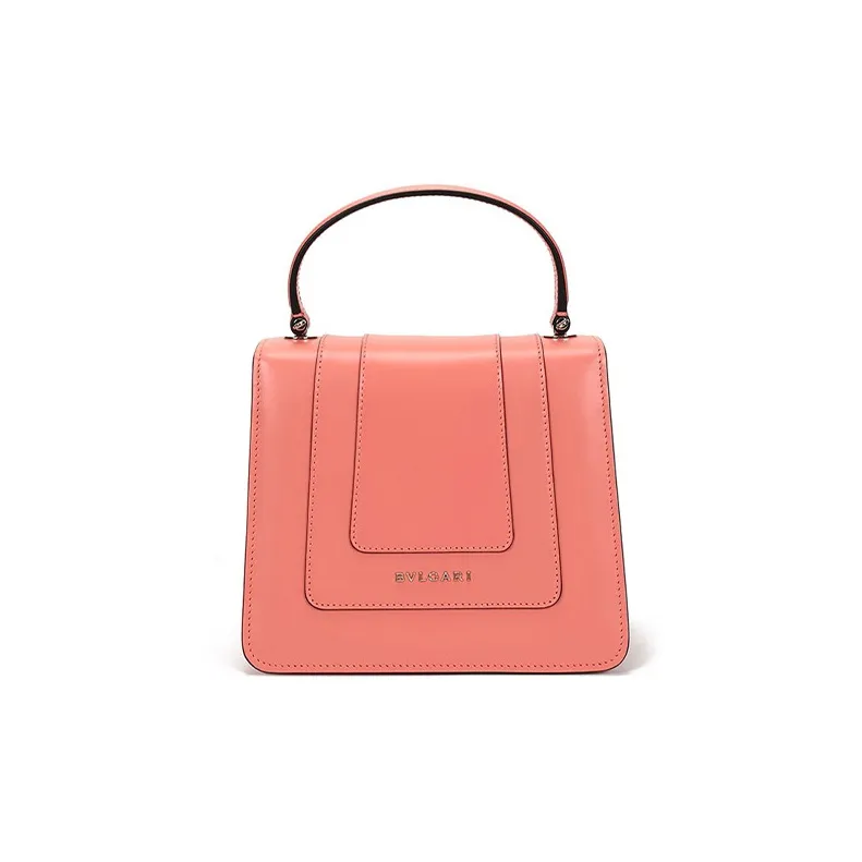 BVLGARI Serpenti Forever Cow Leather Crossbody One Shoulder Handbag Trumpets Women's Coral-4