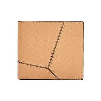 LOEWE Puzzle Calfskin Coin Purses Wallets Men's Sand