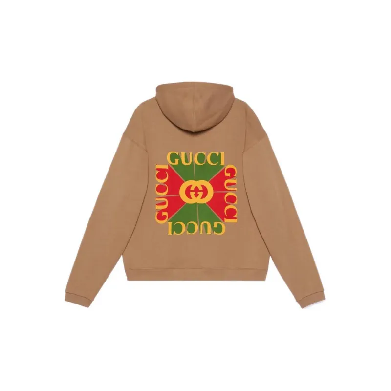GUCCI Women's Vintage Logo Half Zip Sweatshirt Camel-1