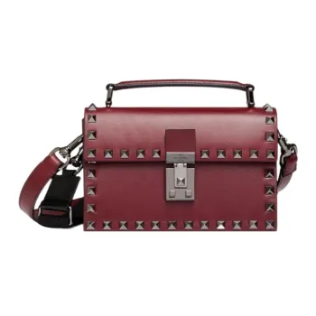 Valentino Rockstud Calfskin Handbag Shoulder Bag Crossbody Bag Small Size Men's Red