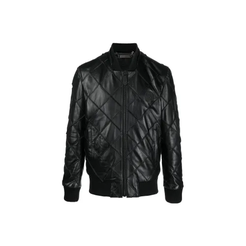 PHILIPP PLEIN Quilted Leather Bomber Jacket