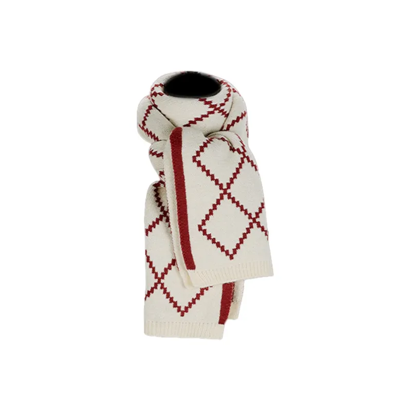 MUSTKOO Knit Scarves Women's Red-3