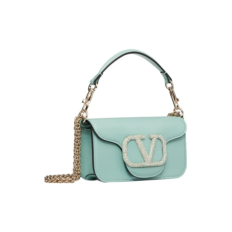 Valentino Faux Crystal Shoulder Bag, Crossbody Bag, Handbag Mini Women's Blue-1