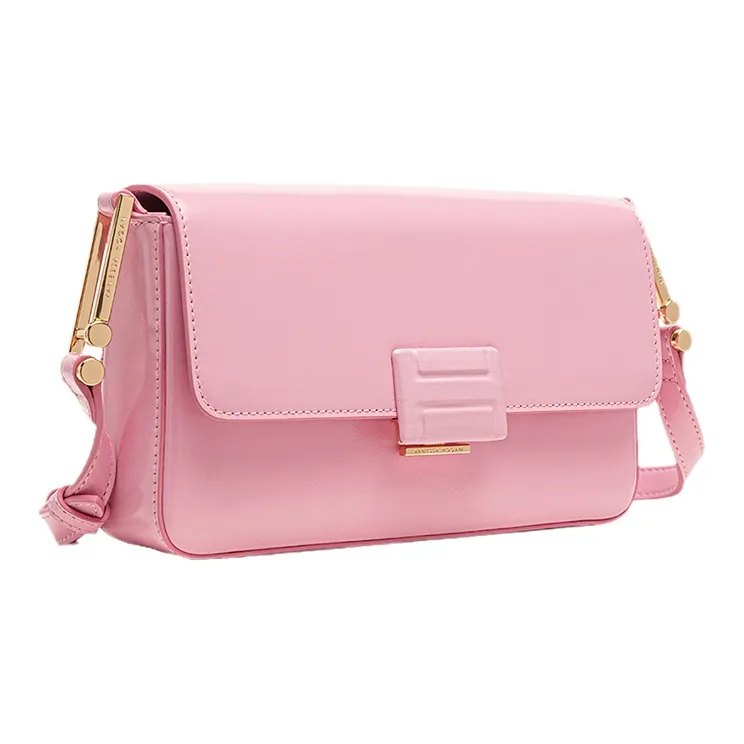 VANESSA HOGAN Cow Leather Chocolate Square Bag Chain Bag Shoulder Bag Crossbody Bag Women's Milkshake Pink-1