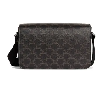 CELINE Cow Leather Messenger Bag Shoulder Bag Crossbody Bag Men's Black