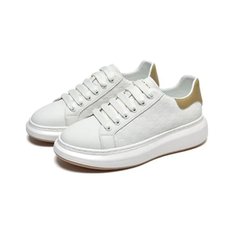FAIRWHALE Breathable Low Top Stylish Skateboarding Shoes Men's White Apricot-2