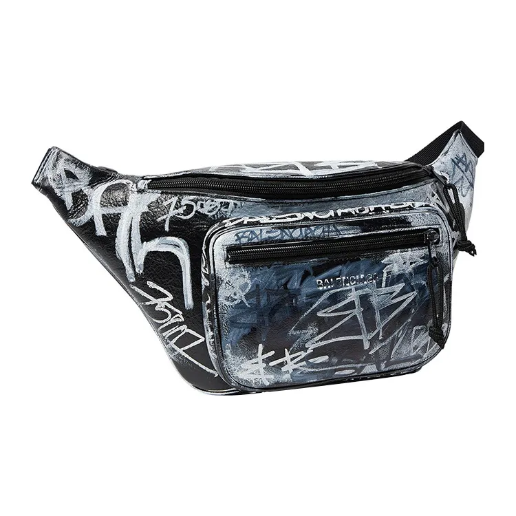 Balenciaga Explorer Patchwork Sheepskin Sling Bag Fanny Pack Men's Black/Multicolor-1