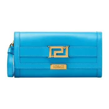 FANSIZHE Calfskin With Lambskin Trim Wallet Regular Women's Blue