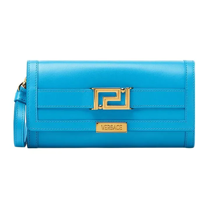 FANSIZHE Calfskin With Lambskin Trim Wallet Regular Women's Blue-0