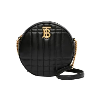 Burberry Lambskin Small Round Bag Shoulder Bag Crossbody Bag Mini Women's Black
