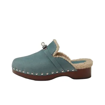 HERMES Carlotta Wrap-toe Slippers Women's Light Blue