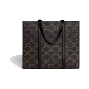 CELINE TriompheCabas Canvas With Calfskin Trim Tote Bag, Shopping Bag, Shoulder Bag, Handbag Extra Large Men's Black