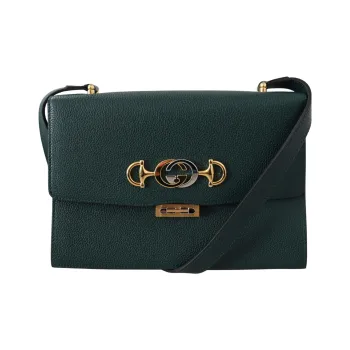 GUCCI Zumi Grained Leather Crossbody Bag Shoulder Bag Women's Green