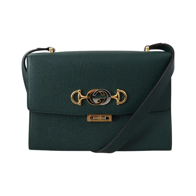 GUCCI Zumi Grained Leather Crossbody Bag Shoulder Bag Women's Green-0