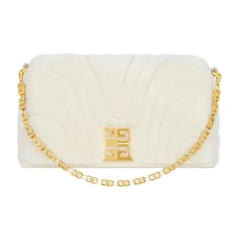 GIVENCHY 4G Shearling Shoulder Bag Crossbody Bag Small Size Women's White
