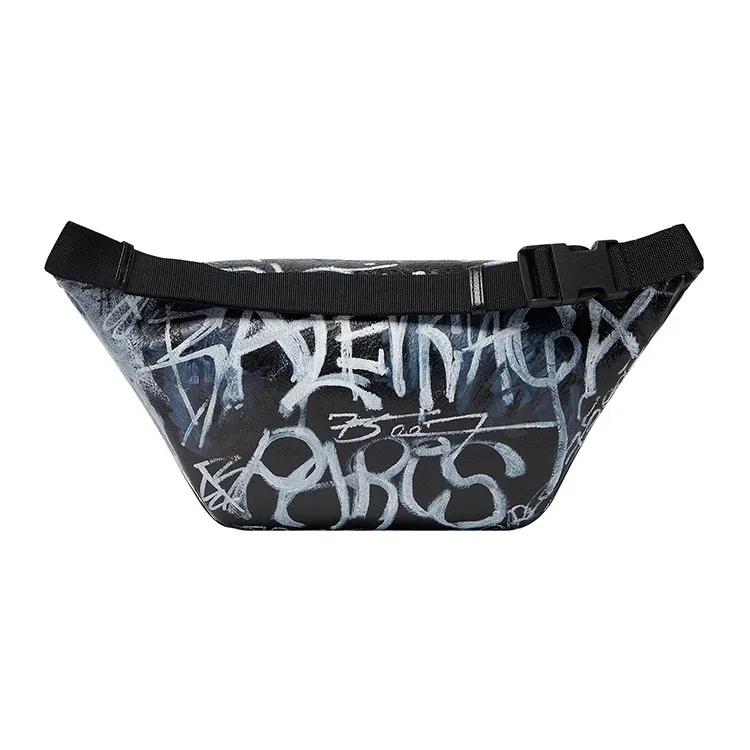 Balenciaga Explorer Patchwork Sheepskin Sling Bag Fanny Pack Men's Black/Multicolor-3