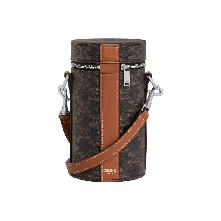 CELINE Cow Leather Cylinder Bag Shoulder Bag Crossbody Bag Regular Men's Tawny-3