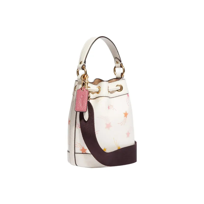 COACH Dempsey Cow Leather Bucket Bag, Handbag, Shoulder Bag, Crossbody Bag Small Size Women's White-1