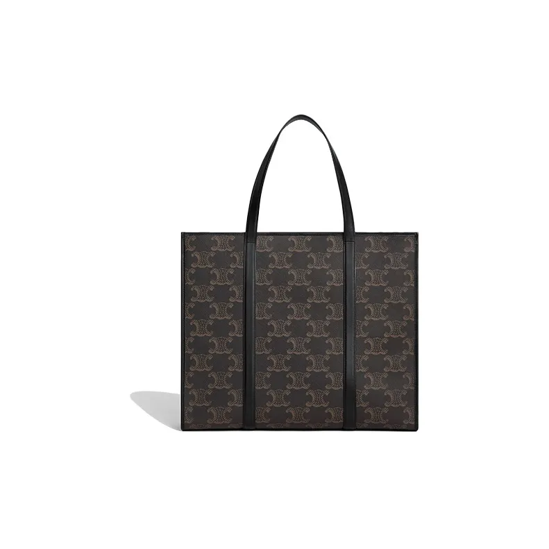 CELINE TriompheCabas Canvas With Calfskin Trim Tote Bag, Shopping Bag, Shoulder Bag, Handbag Extra Large Men's Black-1