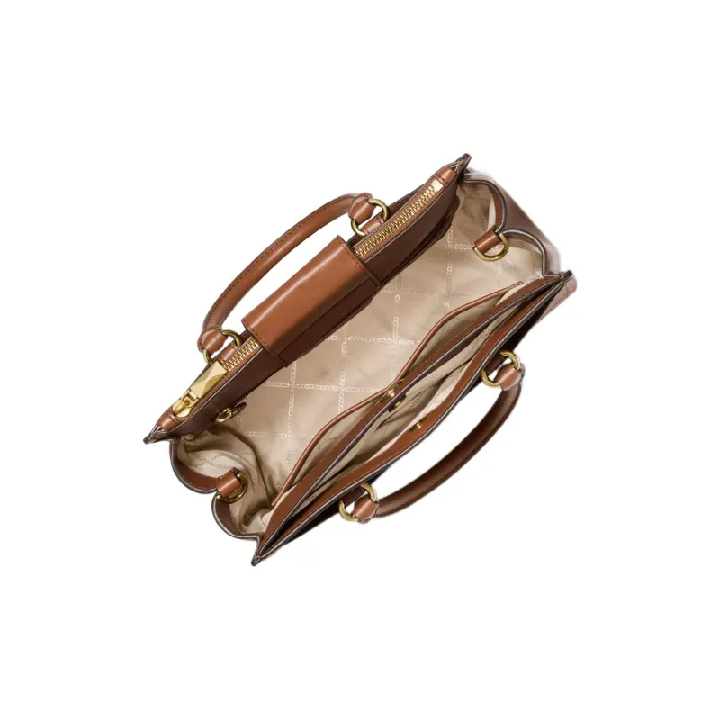 MICHAEL KORS MK Everly Leather Handbag Shoulder Bag Crossbody Bag Medium Size Women's Brown-2