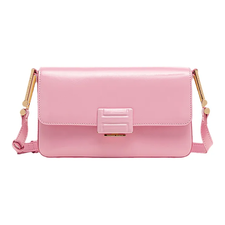 VANESSA HOGAN Cow Leather Chocolate Square Bag Chain Bag Shoulder Bag Crossbody Bag Women's Milkshake Pink-0