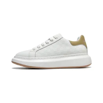 FAIRWHALE Breathable Low Top Stylish Skateboarding Shoes Men's White Apricot