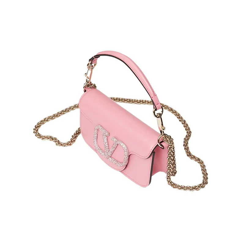 Valentino Locò Faux Crystal Shoulder Bag, Crossbody Bag, Handbag Mini Women's Pink-4