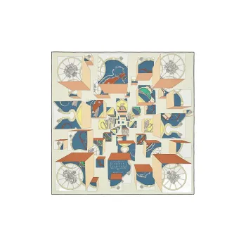 HERMES Silk Scarf Women's Light Yellow