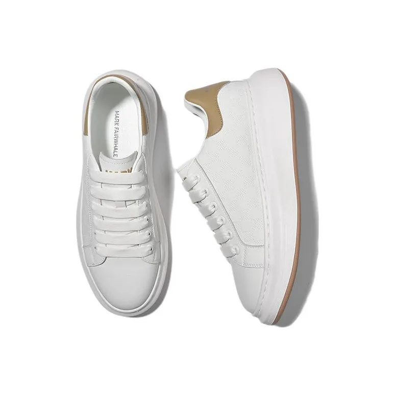 FAIRWHALE Breathable Low Top Stylish Skateboarding Shoes Men's White Apricot-3