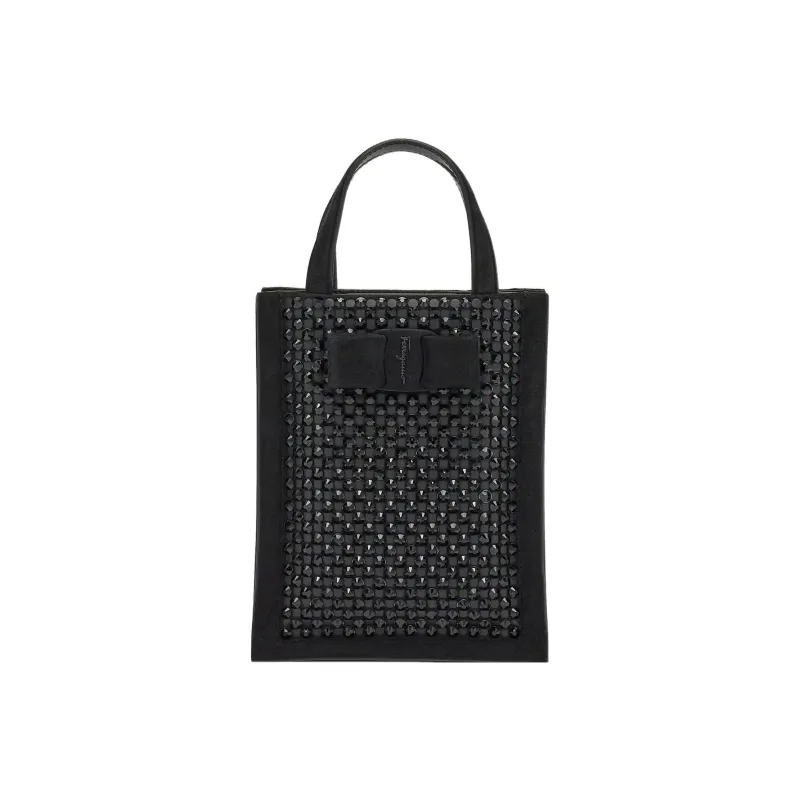 FERRAGAMO Viva Goat Suede Handbag Mini Women's Black-0