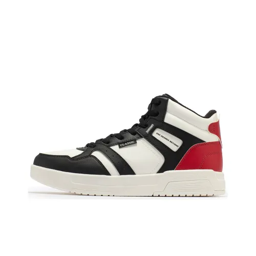 361° Cushioned Wear-Resistant Slip-Resistant Mid-Top Skateboard Shoes Men's White Black