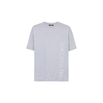 BALMAIN Logo embroidered Organic cotton T shirt