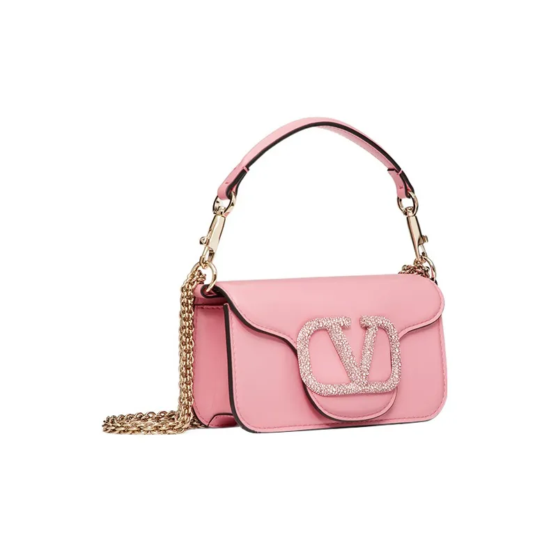 Valentino Locò Faux Crystal Shoulder Bag, Crossbody Bag, Handbag Mini Women's Pink-1