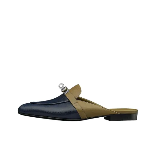 HERMES Oz Wrap-toe Slippers Women's Blue Green