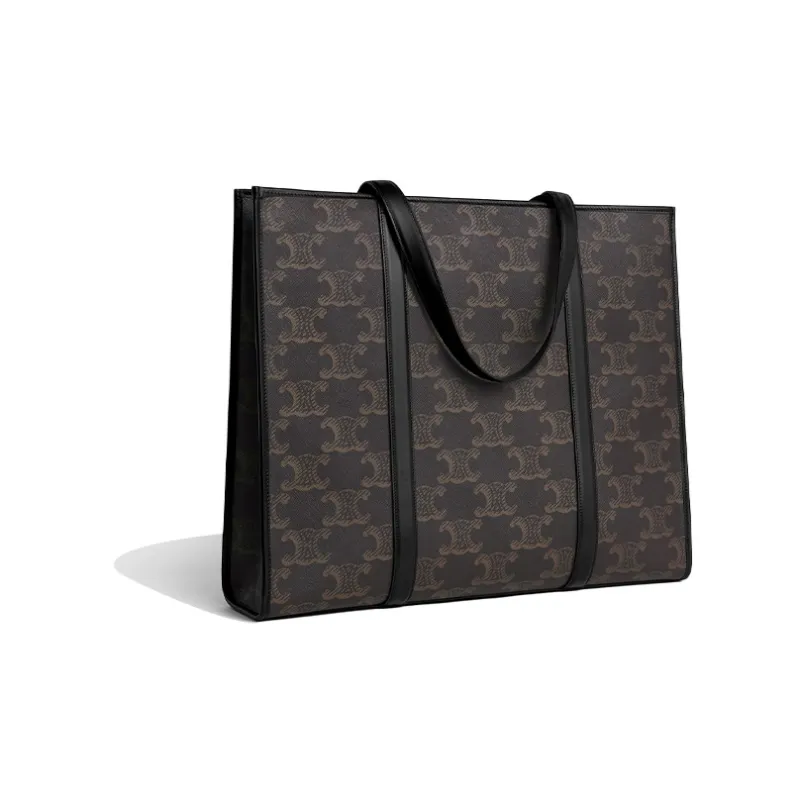 CELINE TriompheCabas Canvas With Calfskin Trim Tote Bag, Shopping Bag, Shoulder Bag, Handbag Extra Large Men's Black-2