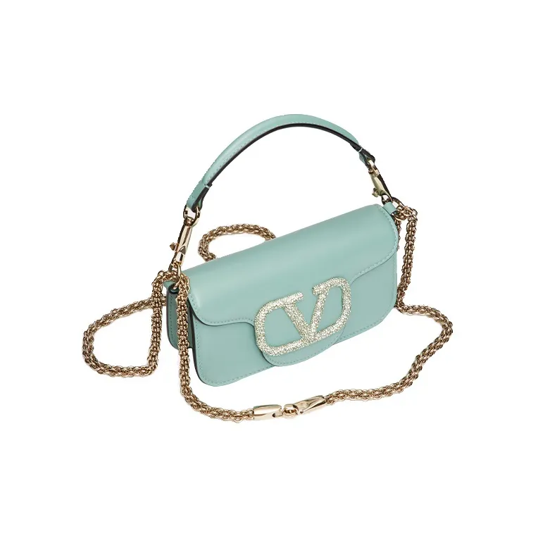 Valentino Faux Crystal Shoulder Bag, Crossbody Bag, Handbag Mini Women's Blue-4