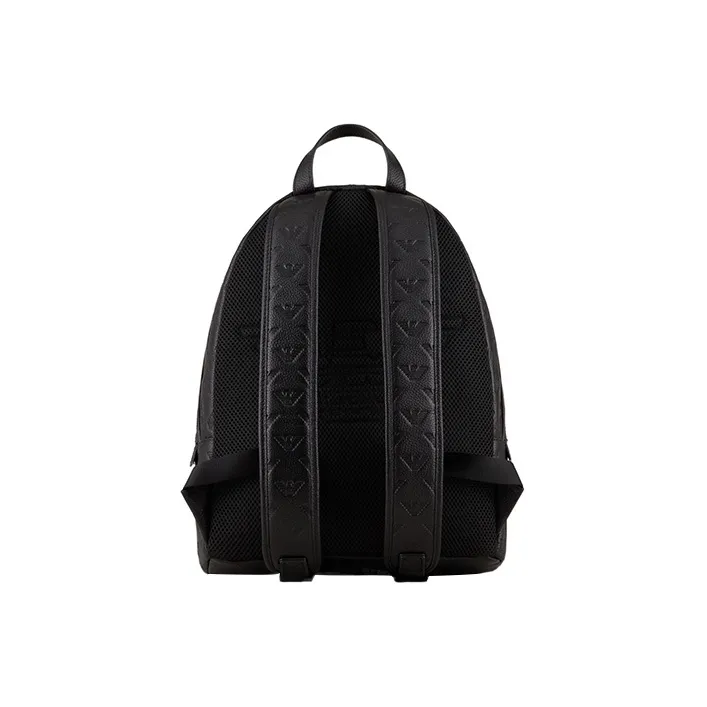 EMPORIO ARMANI Cow Leather Backpack Men's Black-4
