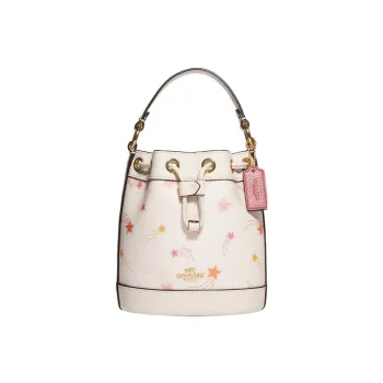 COACH Dempsey Cow Leather Bucket Bag, Handbag, Shoulder Bag, Crossbody Bag Small Size Women's White