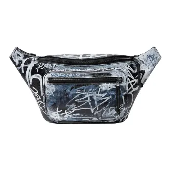 Balenciaga Explorer Patchwork Sheepskin Sling Bag Fanny Pack Men's Black/Multicolor