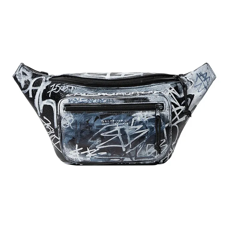 Balenciaga Explorer Patchwork Sheepskin Sling Bag Fanny Pack Men's Black/Multicolor-0