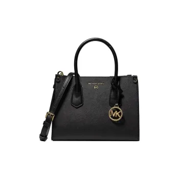MICHAEL KORS Cross Embossed Leather Briefcase, Shoulder Bag, Crossbody Bag, Handbag Trumpets Women's Black
