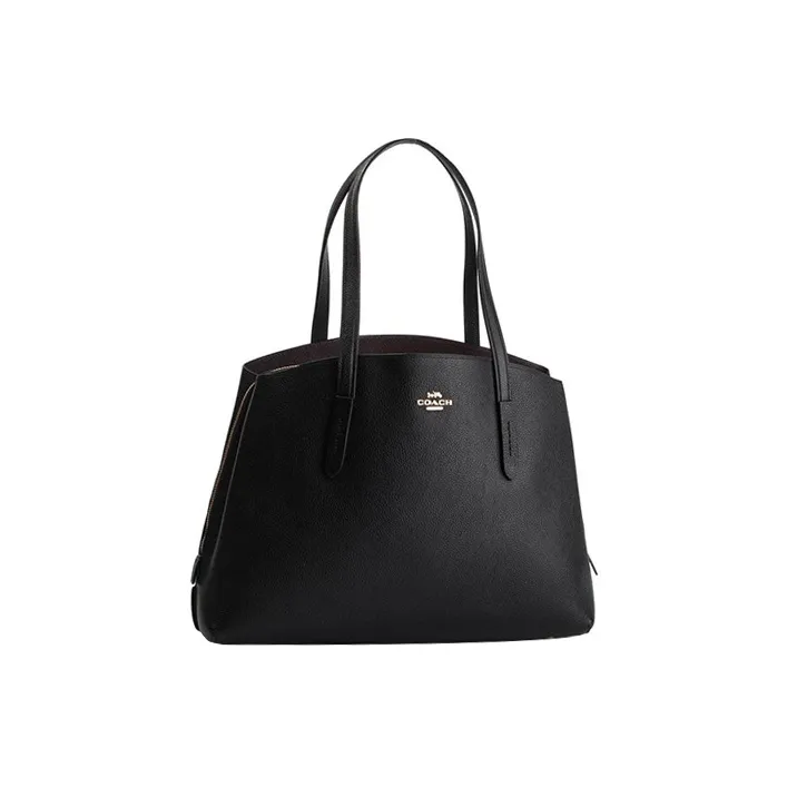 COACH Charlie Leather Tote Bag Shopping Bag Shoulder Bag Handbag Large Size Women's Black-0