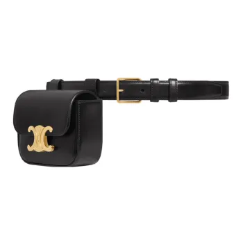 CELINE Triomphe Cow Leather Fanny Pack Mini Women's Black