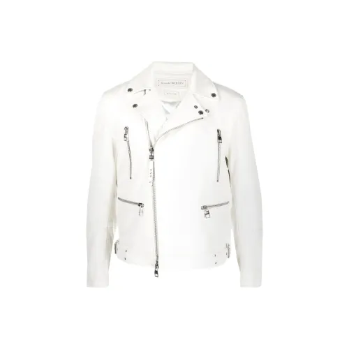 Alexander McQueen Leather Jackets Men White