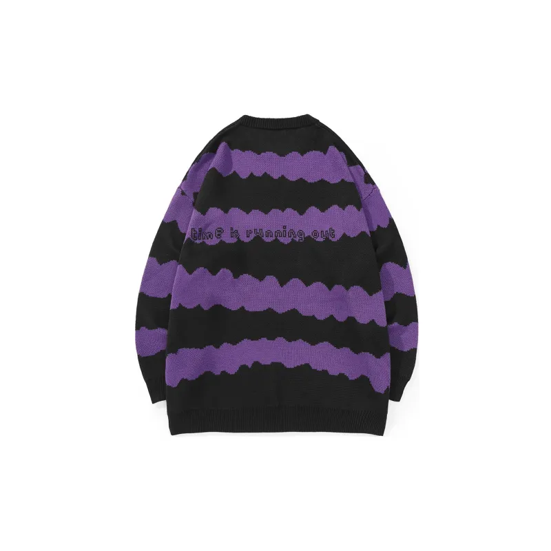 GENANX Sweaters Unisex Black Purple-1