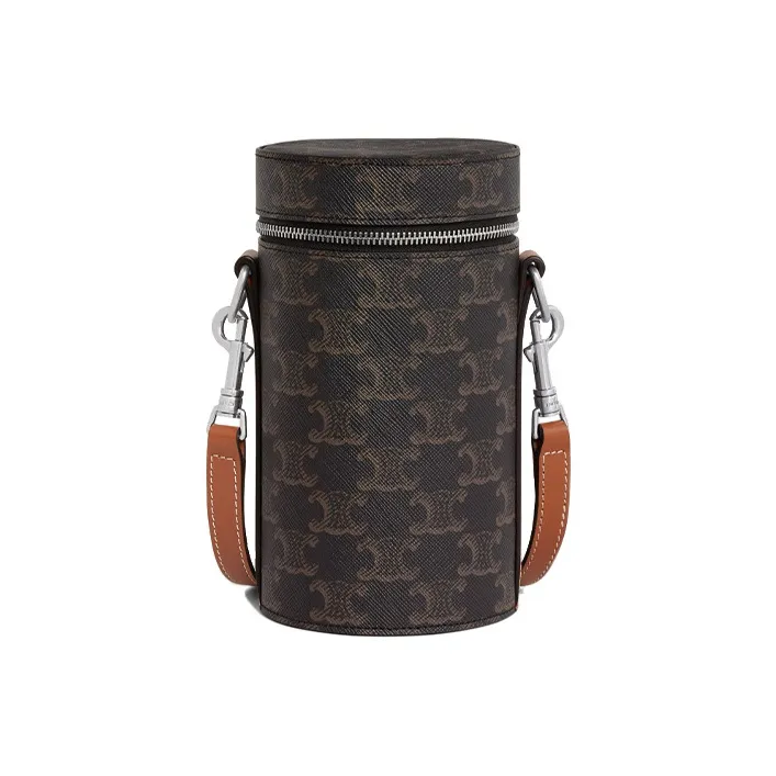 CELINE Cow Leather Cylinder Bag Shoulder Bag Crossbody Bag Regular Men's Tawny-0