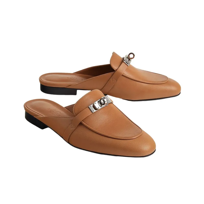 HERMES Oz Abrasion Resistant Closed Toe Slippers Women's Brown-2